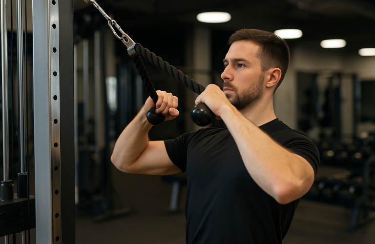 váll edzés csigás gépen